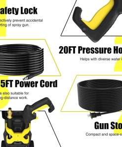 Electric Pressure Washer, 4800PSI Max 3.0 GPM Power Washer with 20FT Hose, 35FT Cord, 4 Nozzles Foam Cannon High Pressure Washer for Car Patio Garden - 3