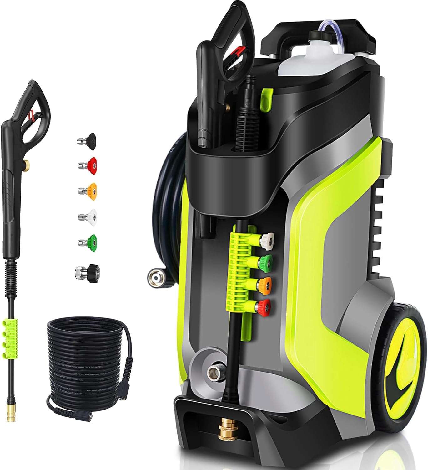 Electric Pressure Washer 5000PSI 4.0GPM Power Washers with M22-14mm Pressure Hose 33FT, Power Sprayers High Pressure with 1-4 QC Compatible Surface Cleaner for Home Cars Driveways, LGreen - 1