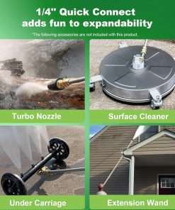 Electric Pressure Washer 5000PSI 4.0GPM Power Washers with M22-14mm Pressure Hose 33FT, Power Sprayers High Pressure with 1-4 QC Compatible Surface Cleaner for Home Cars Driveways, LGreen - 7