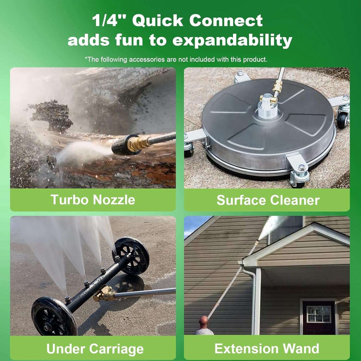 Electric Pressure Washer 5000PSI 4.0GPM Power Washers with M22-14mm Pressure Hose 33FT, Power Sprayers High Pressure with 1-4 QC Compatible Surface Cleaner for Home Cars Driveways, LGreen - 7