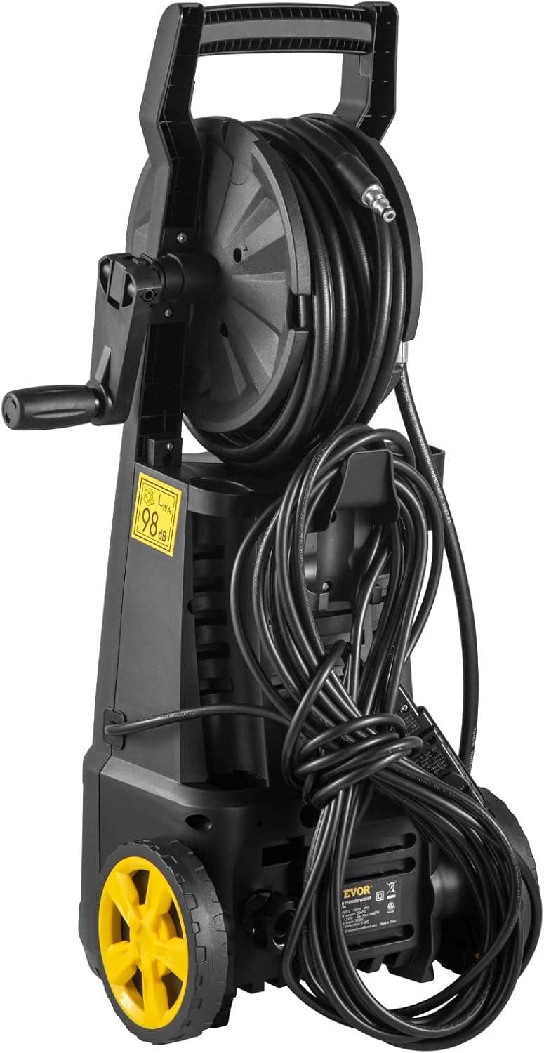 VEVOR Electric Pressure Washer, 2000 PSI, Max 1.65 GPM Power Washer w- 30 ft Hose & Reel, 5 Quick Connect Nozzles, Foam Cannon, Portable to Clean Patios, Cars, Fences, Driveways, ETL Listed - 10