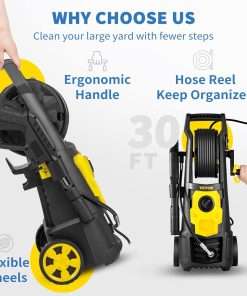 VEVOR Electric Pressure Washer, 2000 PSI, Max 1.65 GPM Power Washer w- 30 ft Hose & Reel, 5 Quick Connect Nozzles, Foam Cannon, Portable to Clean Patios, Cars, Fences, Driveways, ETL Listed - 5