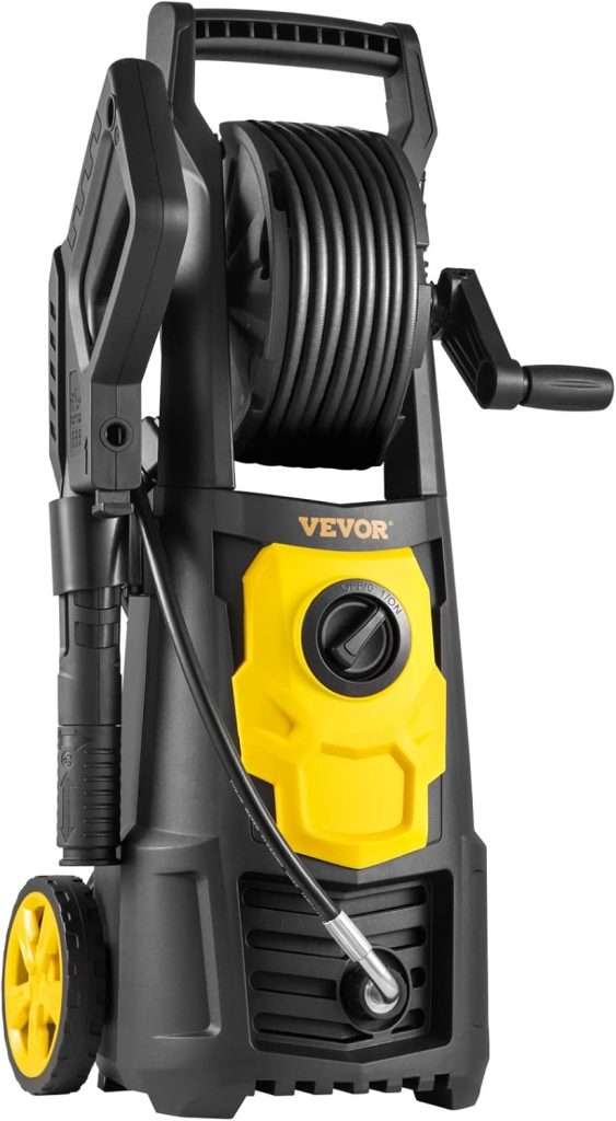 VEVOR Electric Pressure Washer, 2000 PSI, Max 1.65 GPM Power Washer w- 30 ft Hose & Reel, 5 Quick Connect Nozzles, Foam Cannon, Portable to Clean Patios, Cars, Fences, Driveways, ETL Listed - 8