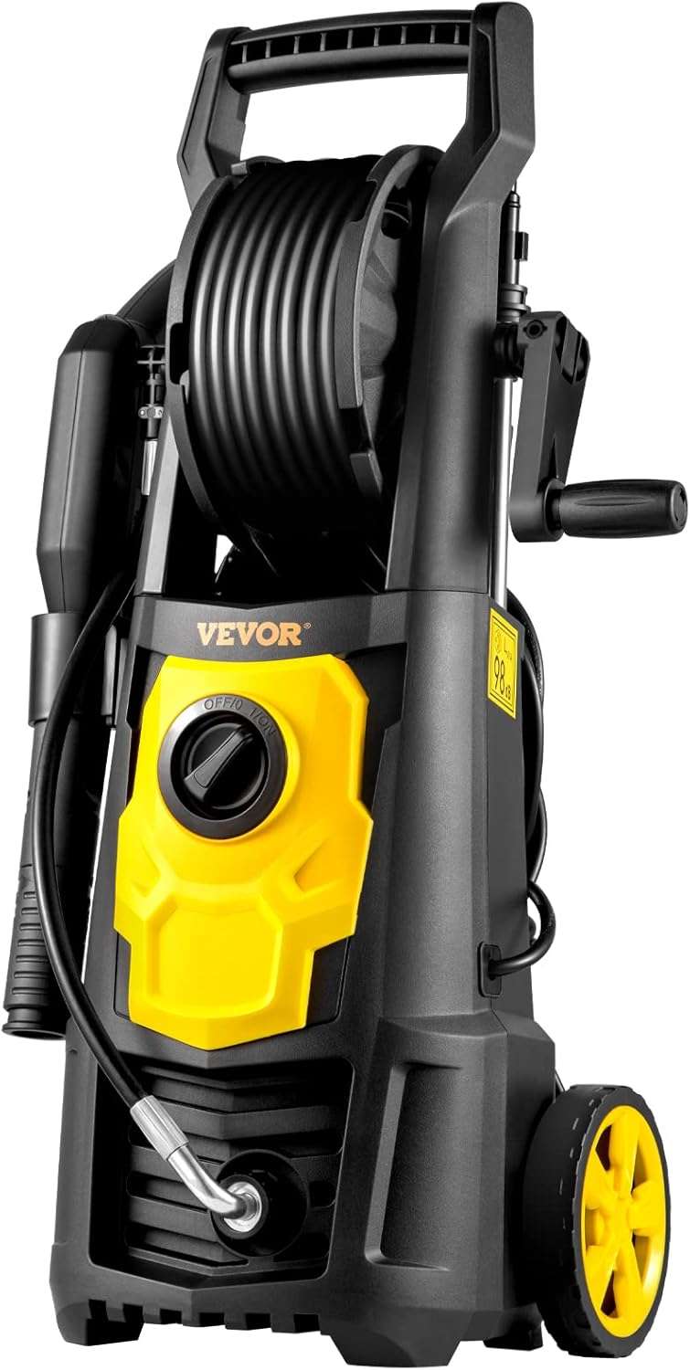 VEVOR Electric Pressure Washer, 2000 PSI, Max 1.65 GPM Power Washer w- 30 ft Hose & Reel, 5 Quick Connect Nozzles, Foam Cannon, Portable to Clean Patios, Cars, Fences, Driveways, ETL Listed - 9
