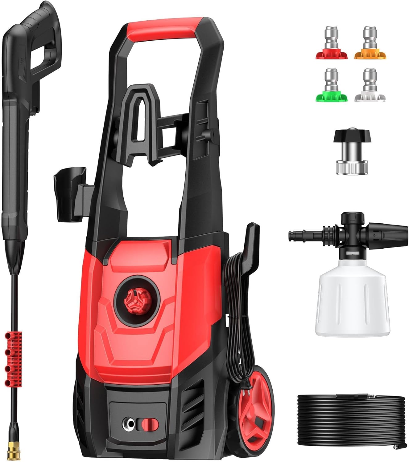 Electric Pressure Washer, 2.5 GPM Power Washer with 4 Quick Connect Nozzles & Foam Cannon, Portable High Pressure Washer Cleaning Machine for Cars Fences Driveways Patios - 1