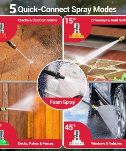 Electric Pressure Washer, 2.5 GPM Power Washer with 4 Quick Connect Nozzles & Foam Cannon, Portable High Pressure Washer Cleaning Machine for Cars Fences Driveways Patios - 3