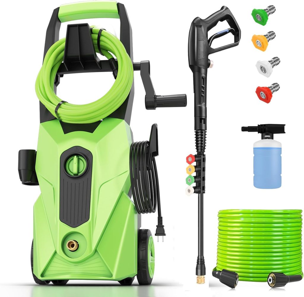 2025 New 5000PSI Pressure Cleaner, Power Cleaner with 33FT Resistant Extension Hose and 4 Nozzles, Compatible with Undercarriage Cleaners, Professional Powerwashers for Home-Car - 1