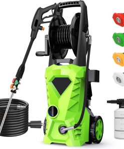 5000PSI Pressure Cleaner - 2025 New Power Cleaner with Upgraded 33ft Pressure Cleaner Hose Reel, Foam Cannon, 4 Nozzle Set, Power Cleaner for House-Patios-Car-Fence, Green - 1