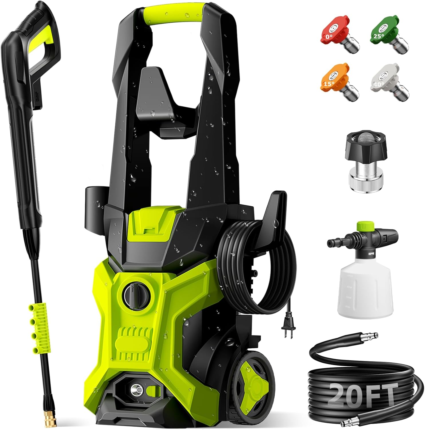 Power washers for Home, Home Cleaning, 4 Quick-Connect Nozzles & Adjustable Soap Tank Washers for Cars, Driveways, Patios, Fences - 1