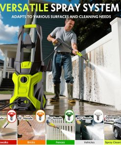 Power washers for Home, Home Cleaning, 4 Quick-Connect Nozzles & Adjustable Soap Tank Washers for Cars, Driveways, Patios, Fences - 3