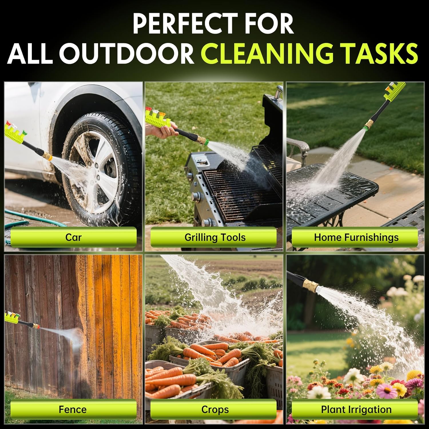 Power washers for Home, Home Cleaning, 4 Quick-Connect Nozzles & Adjustable Soap Tank Washers for Cars, Driveways, Patios, Fences - 7