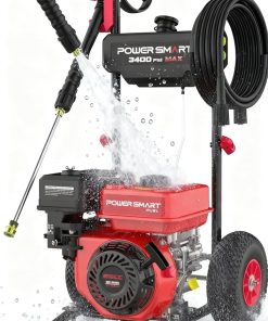 PowerSmart Gas Pressure Washer 3400 PSI, 2.5 GPM Gas Powered Pressure Washer, 212CC Engine, 10 Wheels, 5 Nozzles for Patio, Car, Driveway, Fence & Home Cleaning - 1