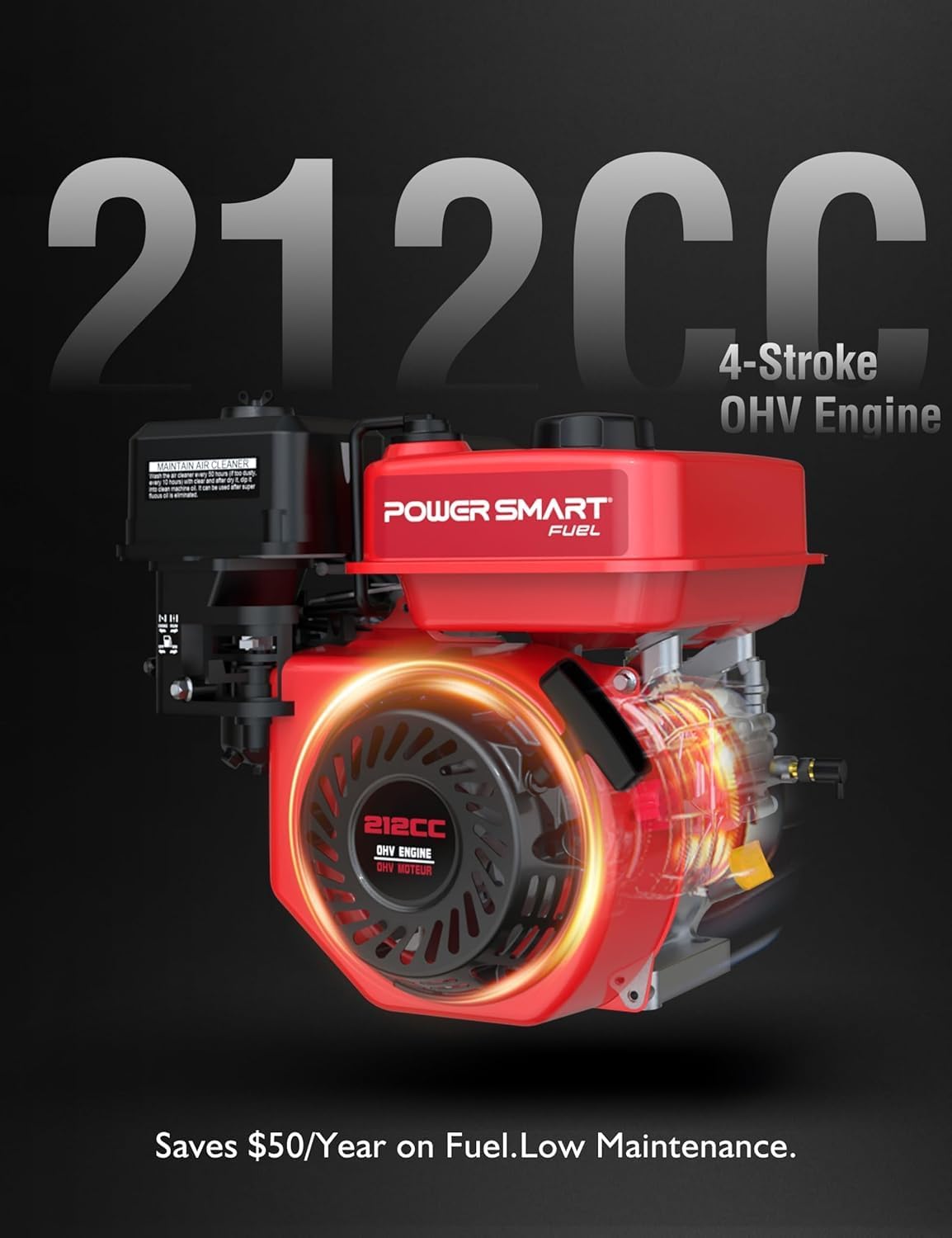 PowerSmart Gas Pressure Washer 3400 PSI, 2.5 GPM Gas Powered Pressure Washer, 212CC Engine, 10 Wheels, 5 Nozzles for Patio, Car, Driveway, Fence & Home Cleaning - 4