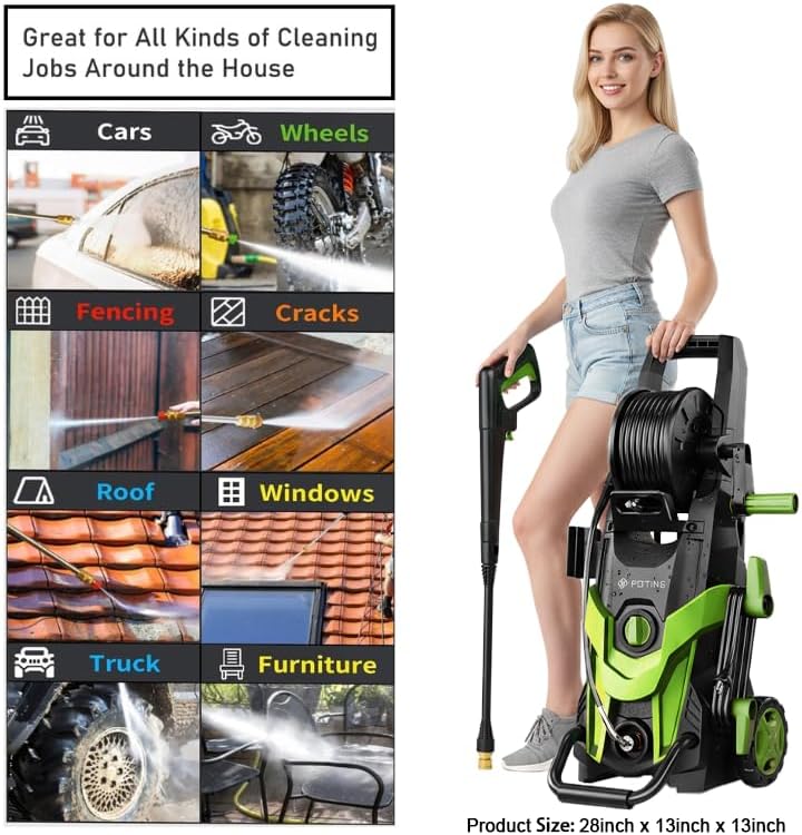 Pressure Power Washer 4500PSI with 4 Quick Connect Nozzles,Inlet Hose & Filter, Foam Cannon for Cars-Fences-Driveways-Patios-Home Cleaning - 4