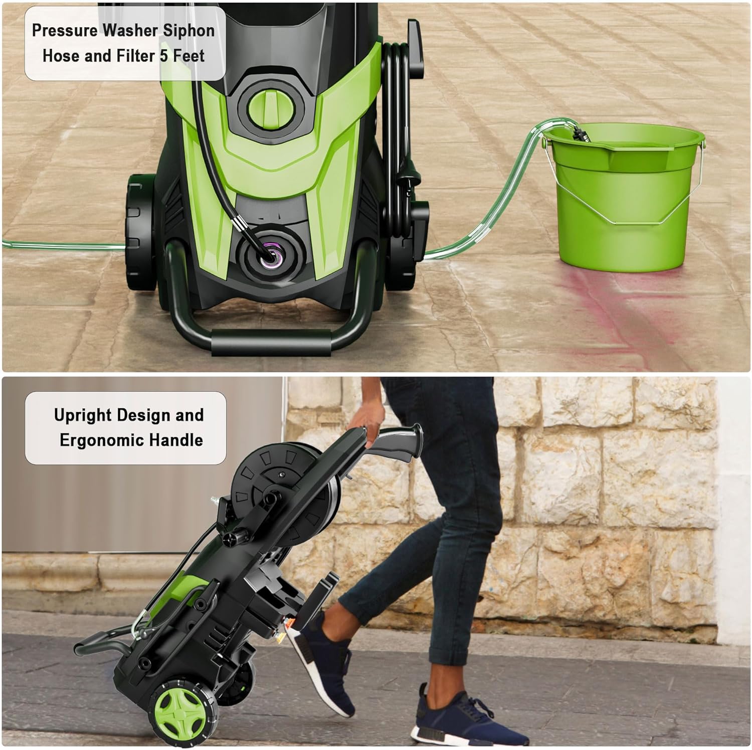 Pressure Power Washer 4500PSI with 4 Quick Connect Nozzles,Inlet Hose & Filter, Foam Cannon for Cars-Fences-Driveways-Patios-Home Cleaning - 7