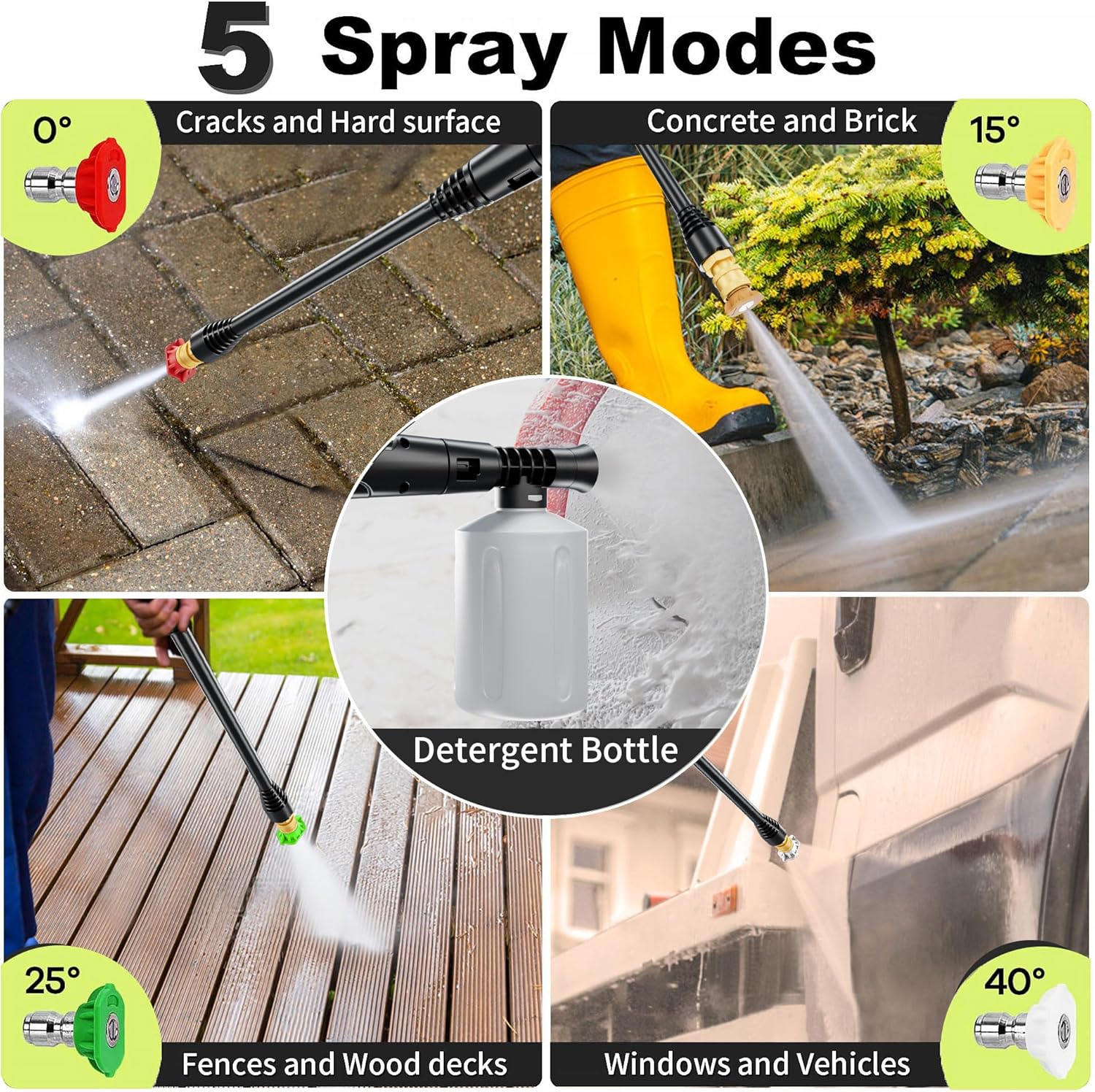 Pressure Washer 4500PSI with 4 Quick Connect Nozzles,Inlet Hose & Filter, Foam Cannon for Cars-Fences-Driveways-Patios - 2