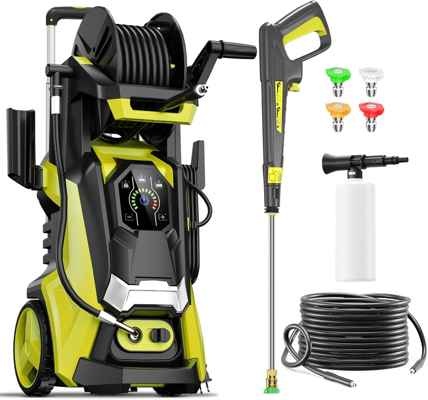 Pressure Washer Power Washers with Touch Screen, 5000PSIIMAX, High Pressure Cleaning Machine with 4 Quick Connect Nozzles and Foam Cannon for Cars Driveways Patios Fences - 1