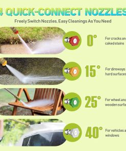 Pressure Washer Power Washers with Touch Screen, 5000PSIIMAX, High Pressure Cleaning Machine with 4 Quick Connect Nozzles and Foam Cannon for Cars Driveways Patios Fences - 3