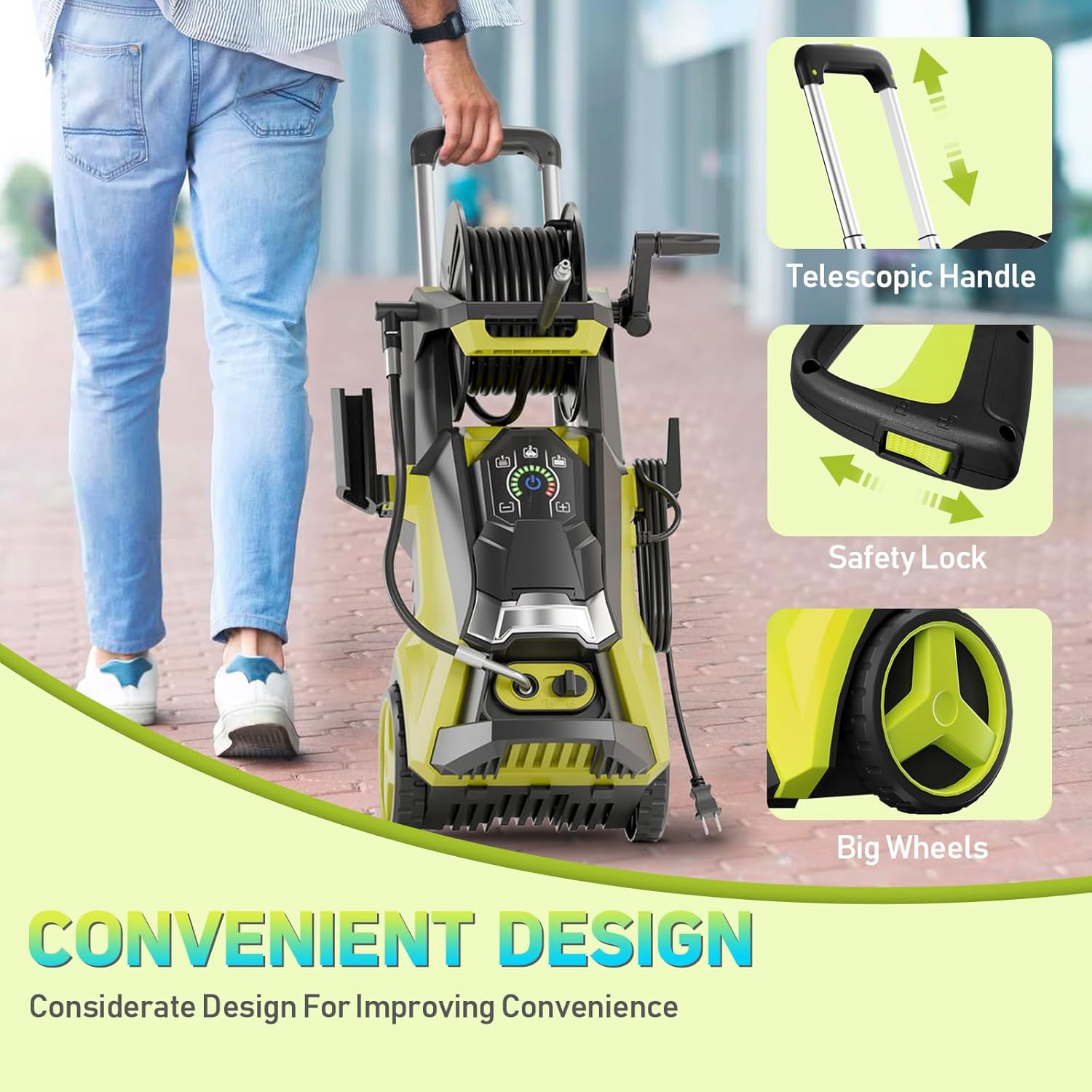 Pressure Washer Power Washers with Touch Screen, 5000PSIIMAX, High Pressure Cleaning Machine with 4 Quick Connect Nozzles and Foam Cannon for Cars Driveways Patios Fences - 5
