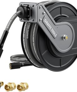 Giraffe Tools 60ft Pressure Washer Hose Reel, 4000 PSI Retractable Power Washer Hose Reel, Heavy Duty Hose Reel, Auto Rewind, Wall Mounted - 1