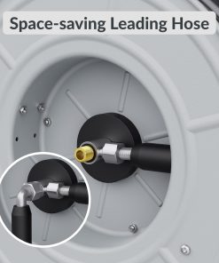 Giraffe Tools Pressure Washer Hose Reel 65ft, Retractable Power Washer Hose Reel, Heavy Duty, Wall-Floor Mounted, 3200 PSI, Silver - 5