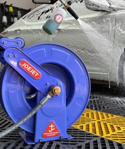 JOEJET Retractable Pressure Washer Hose Reel, 3-8 x 50 FT Power Washer Hose Reel with Hose, Wall-Floor Mounted, 4000 PSI, Blue - 6