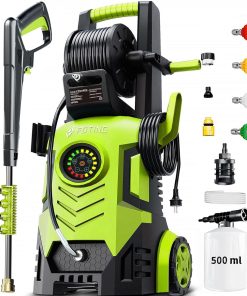 2026Upgraded Pressure Washer 5000PSI with Adjustable Touch Screen 8 Level, 34 Tall, 4 Quick Connect Nozzles,Inlet Hose&Filter&500mlFoam Cannon for Cars-Fences-Driveways-Home Cleaning,Yellow - 1
