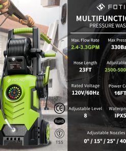 2026Upgraded Pressure Washer 5000PSI with Adjustable Touch Screen 8 Level, 34 Tall, 4 Quick Connect Nozzles,Inlet Hose&Filter&500mlFoam Cannon for Cars-Fences-Driveways-Home Cleaning,Yellow - 2