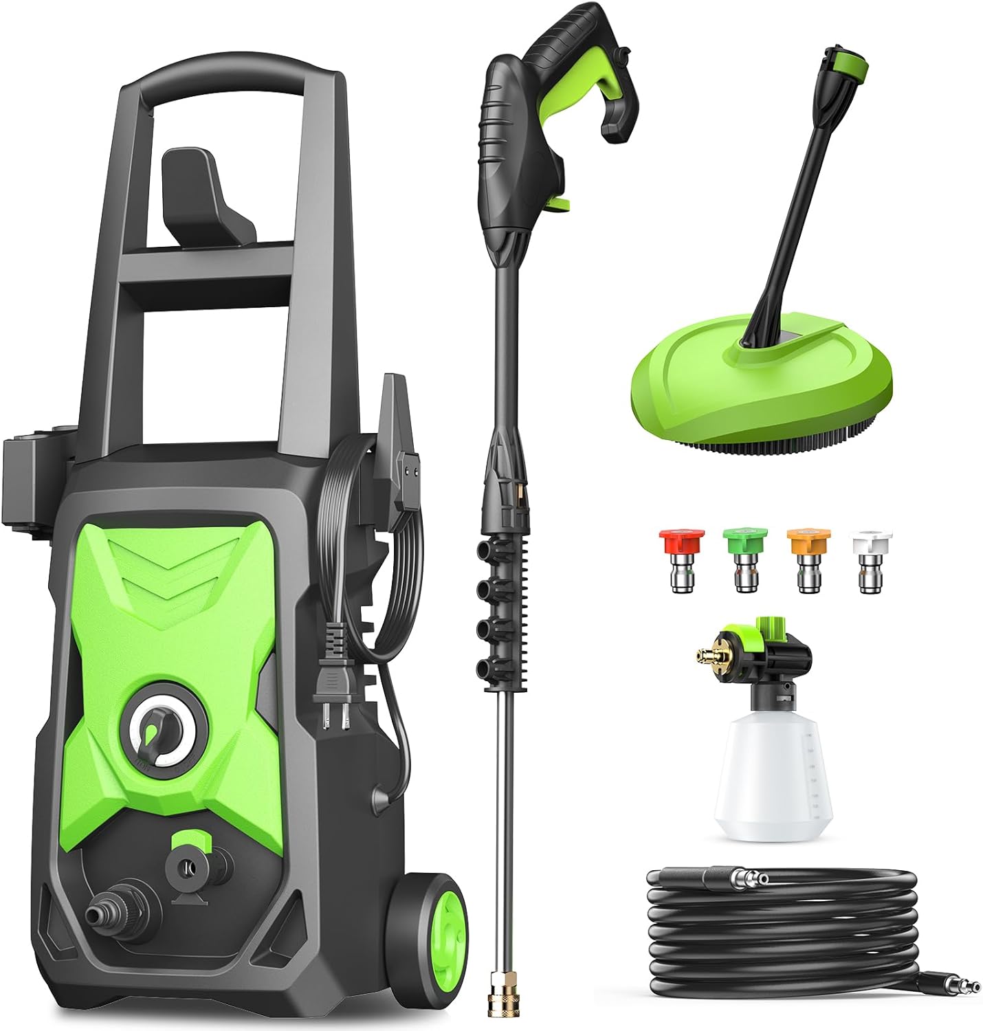 Power Pressure Cleaner for Effortless Cleaning with Surface Cleaner & 4 Nozzles & Detachable Foam Cannon for Easy Use, Home-Driveway-Car Wash-Patio-Fence-Garden - 1
