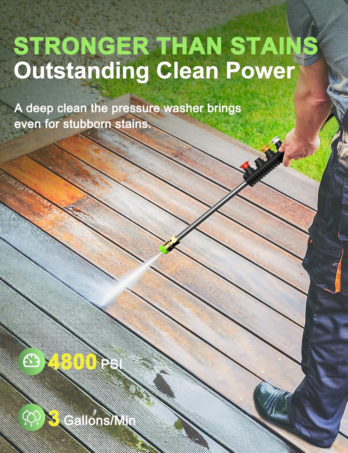 Power Pressure Cleaner for Effortless Cleaning with Surface Cleaner & 4 Nozzles & Detachable Foam Cannon for Easy Use, Home-Driveway-Car Wash-Patio-Fence-Garden - 2