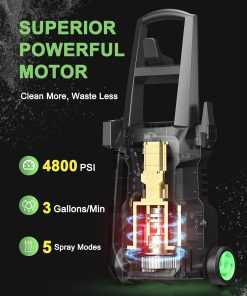 Power Pressure Cleaner for Effortless Cleaning with Surface Cleaner & 4 Nozzles & Detachable Foam Cannon for Easy Use, Home-Driveway-Car Wash-Patio-Fence-Garden - 4