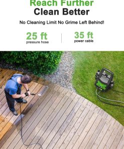 Power Pressure Cleaner for Effortless Cleaning with Surface Cleaner & 4 Nozzles & Detachable Foam Cannon for Easy Use, Home-Driveway-Car Wash-Patio-Fence-Garden - 6