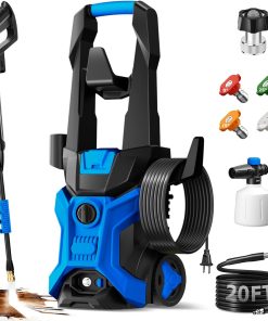 Power washers for Home, 4 Quick-Connect Nozzles & Adjustable Soap Tank Washers for Cars, Driveways, Patios, Fences, Home Cleaning (Blue) - 1