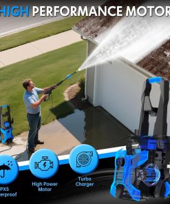 Power washers for Home, 4 Quick-Connect Nozzles & Adjustable Soap Tank Washers for Cars, Driveways, Patios, Fences, Home Cleaning (Blue) - 5
