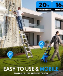 Power washers for Home, 4 Quick-Connect Nozzles & Adjustable Soap Tank Washers for Cars, Driveways, Patios, Fences, Home Cleaning (Blue) - 7