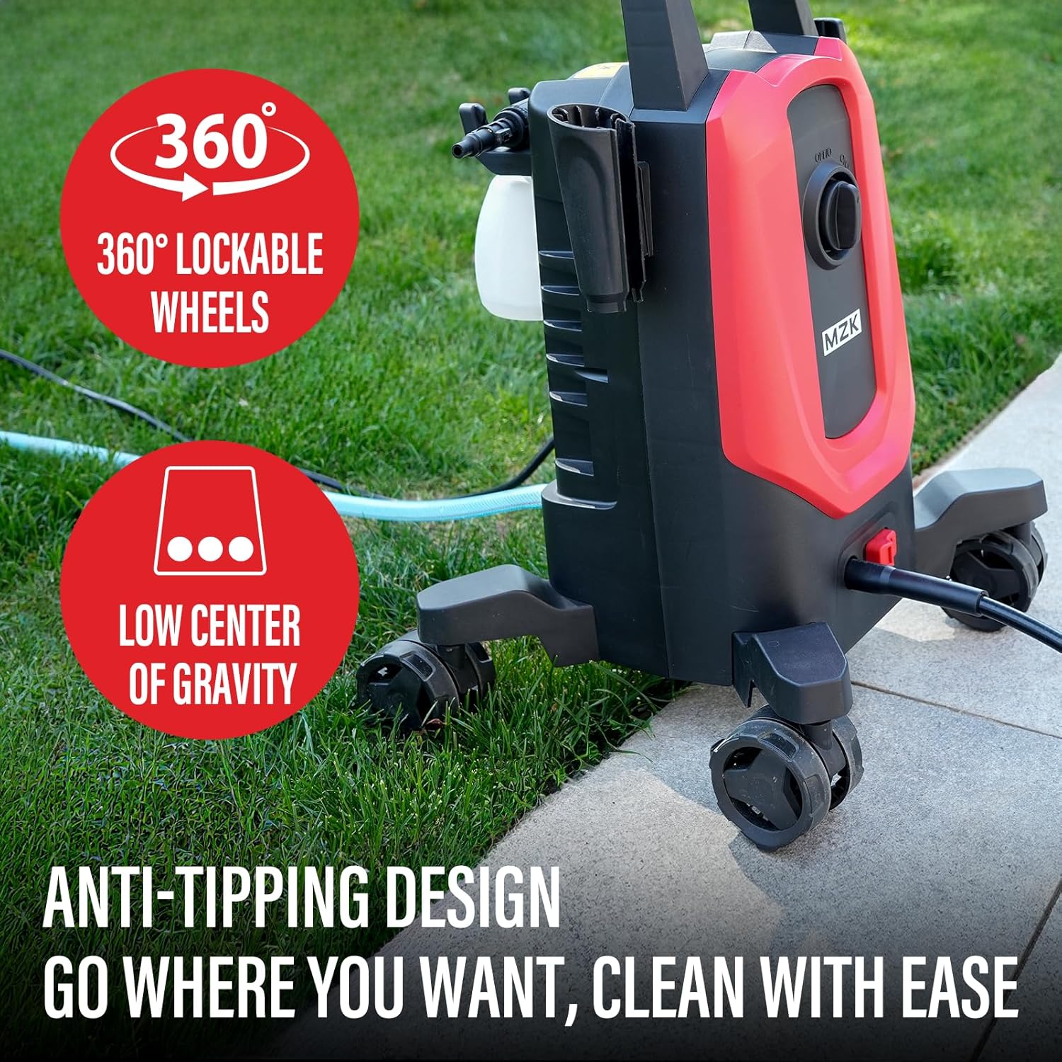 Pressure Washer, 5200PSI Power Washer with 4 Quick Connect Nozzles, High Pressure Cleaning Machine with Foam Cannon for Cars-Fences-Driveways-Patios-Home Cleaning - 4