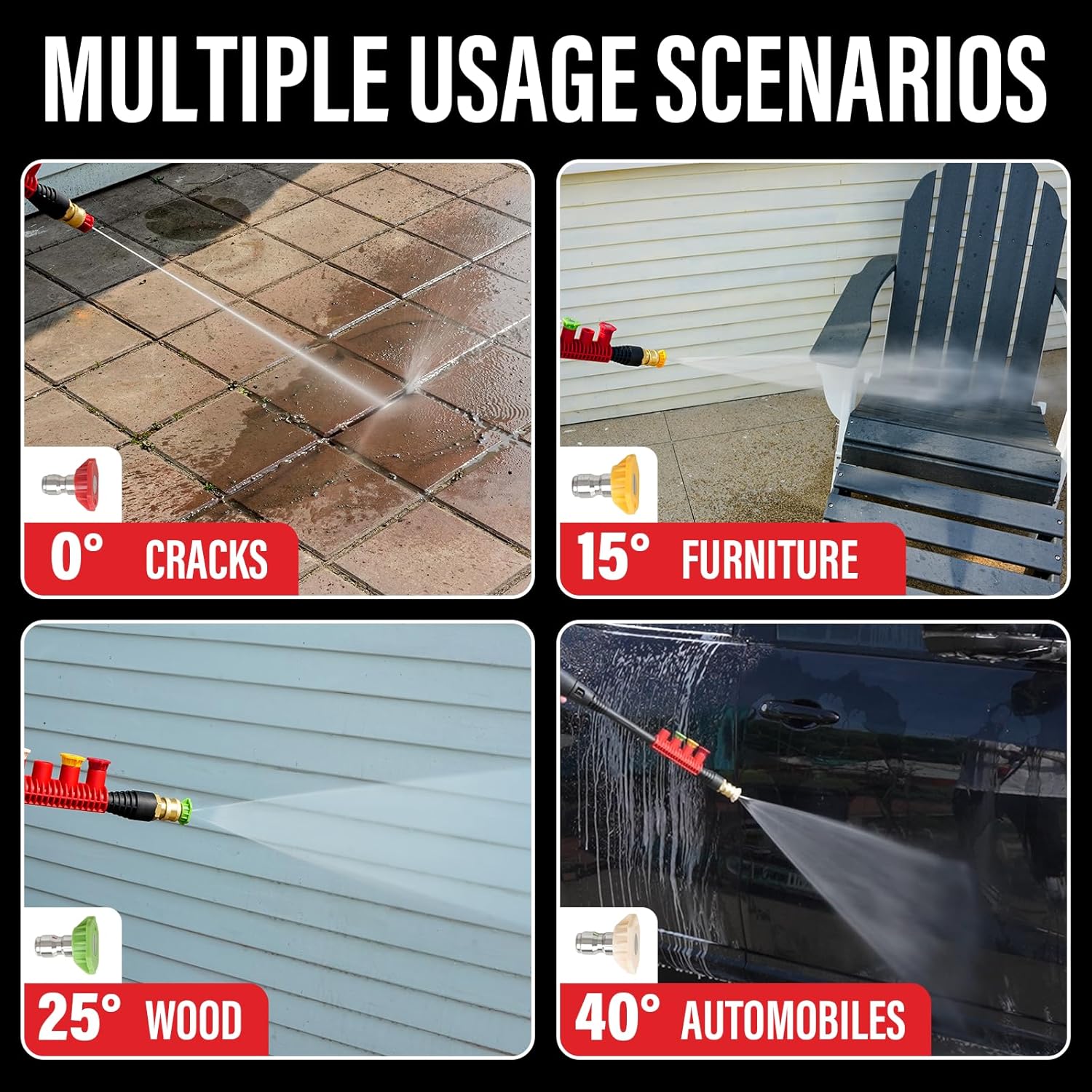 Pressure Washer, 5200PSI Power Washer with 4 Quick Connect Nozzles, High Pressure Cleaning Machine with Foam Cannon for Cars-Fences-Driveways-Patios-Home Cleaning - 6
