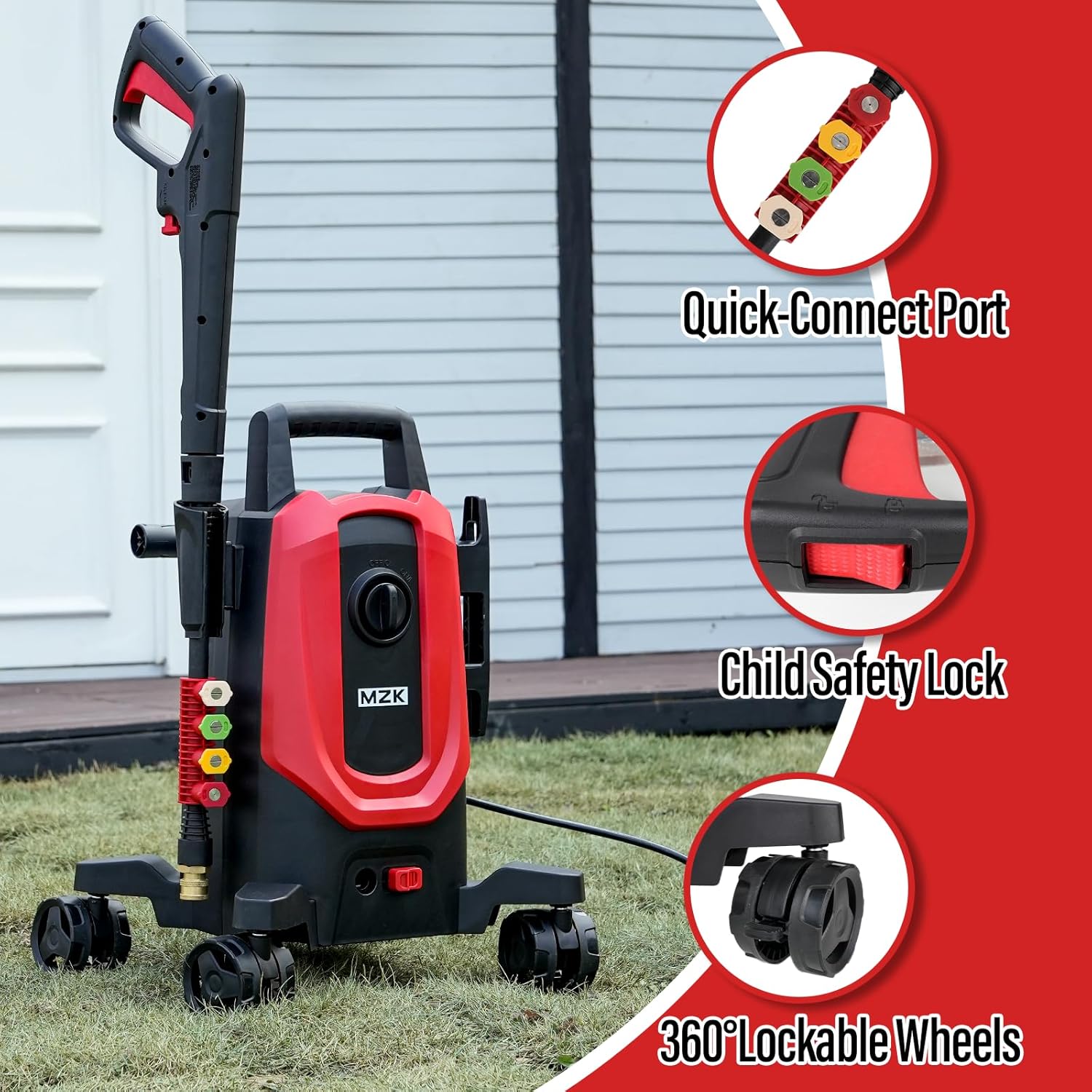 Pressure Washer, 5200PSI Power Washer with 4 Quick Connect Nozzles, High Pressure Cleaning Machine with Foam Cannon for Cars-Fences-Driveways-Patios-Home Cleaning - 8