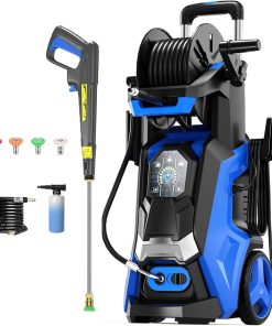 Pressure Washer Power Washers with Touch Screen, 5000PSIIMAX, High Pressure Cleaning Machine with 4 Quick Connect Nozzles and Foam Cannon for Cars Driveways Patios Fences, Blue - 1