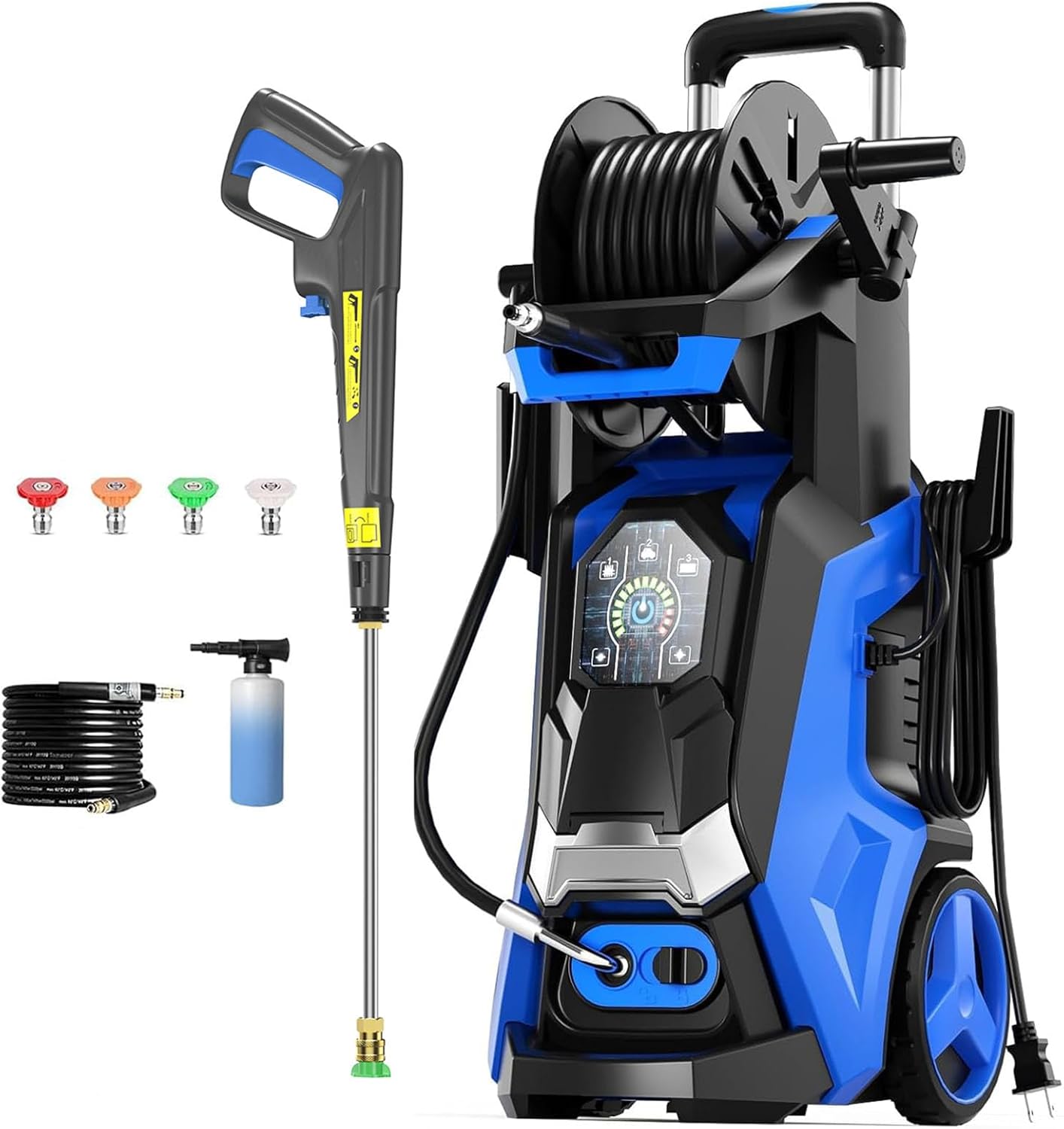 Pressure Washer Power Washers with Touch Screen, 5000PSIIMAX, High Pressure Cleaning Machine with 4 Quick Connect Nozzles and Foam Cannon for Cars Driveways Patios Fences, Blue - 1