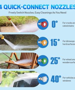 Pressure Washer Power Washers with Touch Screen, 5000PSIIMAX, High Pressure Cleaning Machine with 4 Quick Connect Nozzles and Foam Cannon for Cars Driveways Patios Fences, Blue - 3