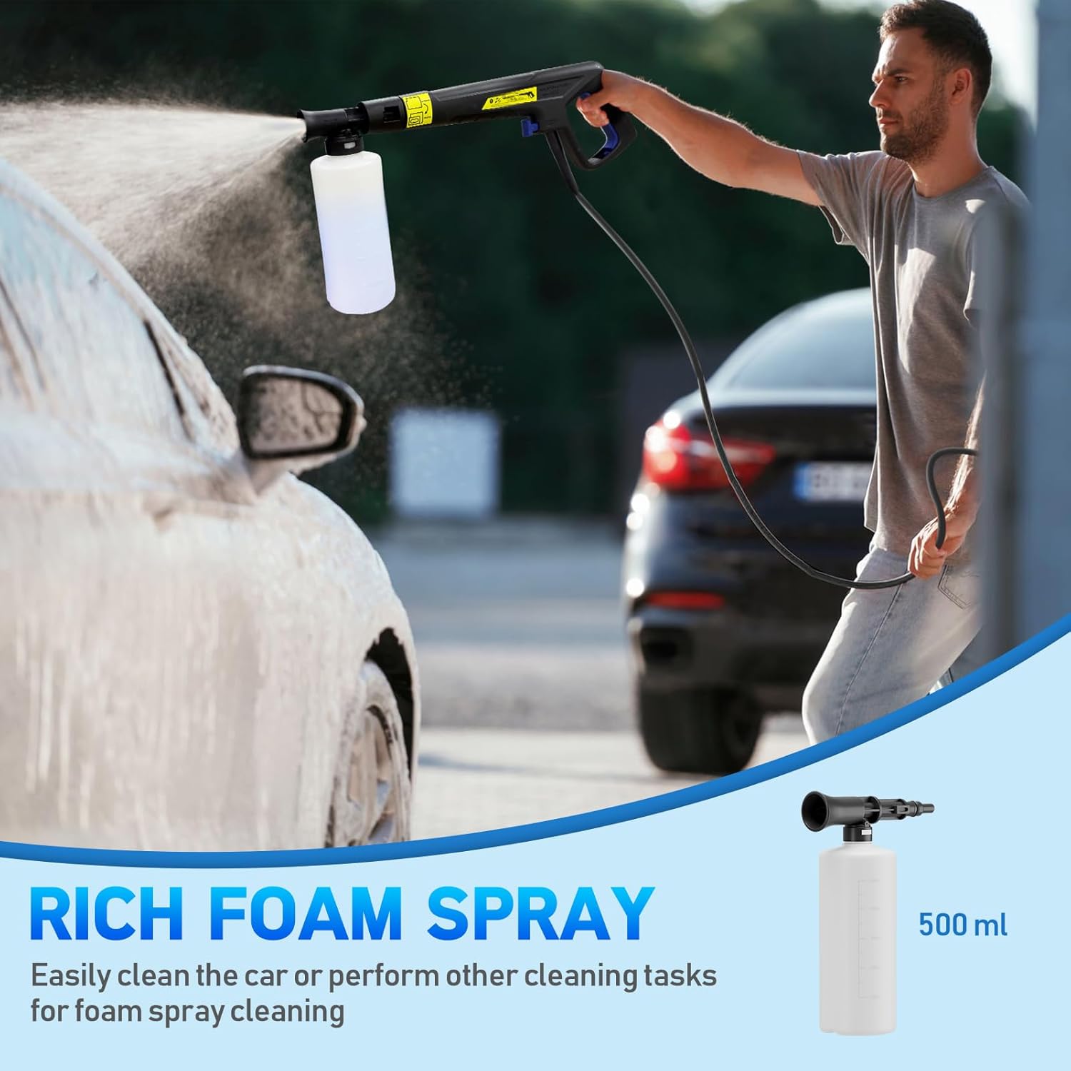 Pressure Washer Power Washers with Touch Screen, 5000PSIIMAX, High Pressure Cleaning Machine with 4 Quick Connect Nozzles and Foam Cannon for Cars Driveways Patios Fences, Blue - 4