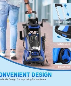 Pressure Washer Power Washers with Touch Screen, 5000PSIIMAX, High Pressure Cleaning Machine with 4 Quick Connect Nozzles and Foam Cannon for Cars Driveways Patios Fences, Blue - 5