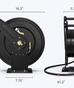 50FT x 3-8 Retractable Pressure Washer Hose Reel, Heavy Duty Steel Professional Power Wash Hose Reel with 5 ft Lead ，4000 PSI, for Oil-Air-Water - 3