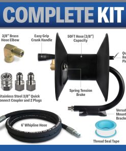 ESSENTIAL WASHER Pressure Washer Hose Reel 50 FT Kit - 4000 PSI Power Washer Hose Reel - Made For 3-8 Hose - Comes With Additional Accessories - 2