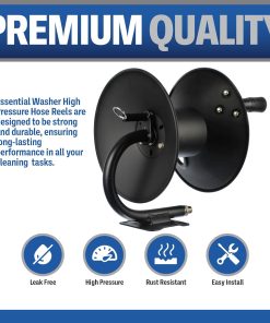 ESSENTIAL WASHER Pressure Washer Hose Reel 50 FT Kit - 4000 PSI Power Washer Hose Reel - Made For 3-8 Hose - Comes With Additional Accessories - 4