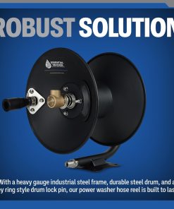 ESSENTIAL WASHER Pressure Washer Hose Reel 50 FT Kit - 4000 PSI Power Washer Hose Reel - Made For 3-8 Hose - Comes With Additional Accessories - 5