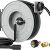 Giraffe Tools Pressure Washer Hose Reel 65ft, 3200 PSI Power Washer Hose Reel, Pressure Washer Retractable Hose Reel, Heavy Duty, Wall-Floor Mounted, Silver - 1
