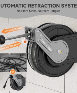 Giraffe Tools Pressure Washer Hose Reel with Replaceable Hose, 1-4 x 60ft Retractable Power Washer Hose Reel, Wall Mounted, Automatic Rewind, 4000 PSI - 3