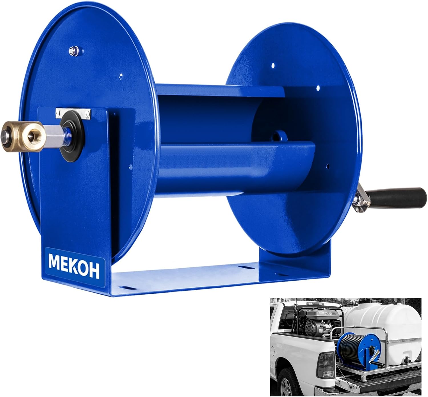 MEKOH Pressure Washer Hose Reel 150FTx3-8, 300FTx1-4 Manual Power Washer Hose Reel with M22 14mm Fitting,4500PSI Heavy Duty Hose Reel for Water - 1